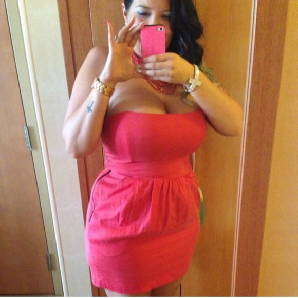 Red Mini Dress With Pockets Size 12 - Picture 1 of 6